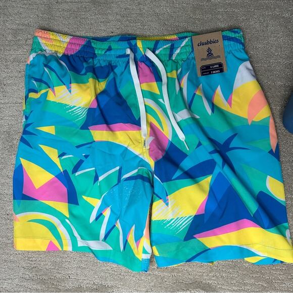 NWT Chubbies Wave Dashers 7” Bright Colors Swim Trunks Men’s Size XL 80s Look - Picture 2 of 6